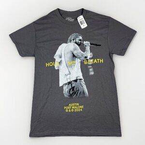 Post Malone Hold my Breath Grey Unisex S T-Shirt 2024 Austin Merch Distress NWT*